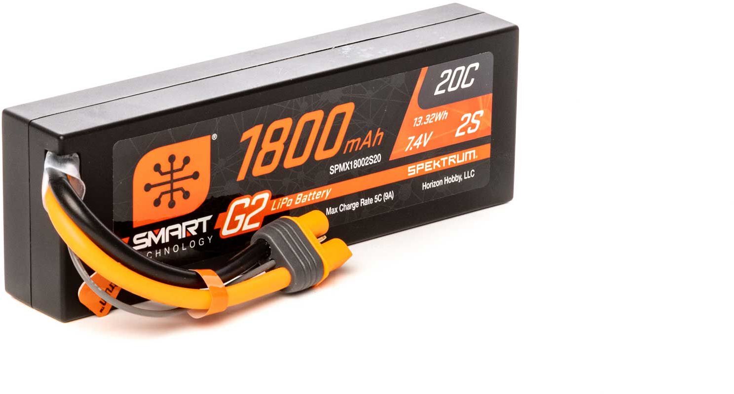 Spektrum 7.4V 1800mAh 2S 20C Smart G2 LiPo Battery: IC3