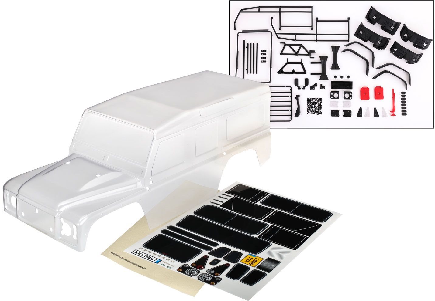 Traxxas Body Land Rover Defender Clear W/ Accy