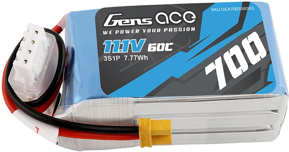 Gens Ace 700mAh 11.1V 60C 3S1P Lipo Battery Pack with XT30 Plug