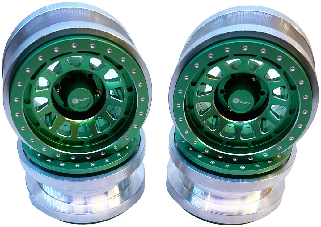 Racers Edge Aluminum Cnc 2.9\'\' Wheels For Axial Scx6 4Pcs B Style Green