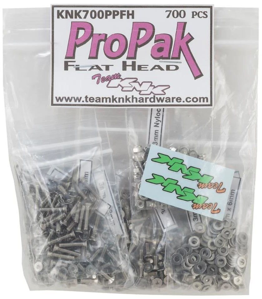 Team KNK Flat Head Pro Pak - 700 Piece Stainless Bulk Bag