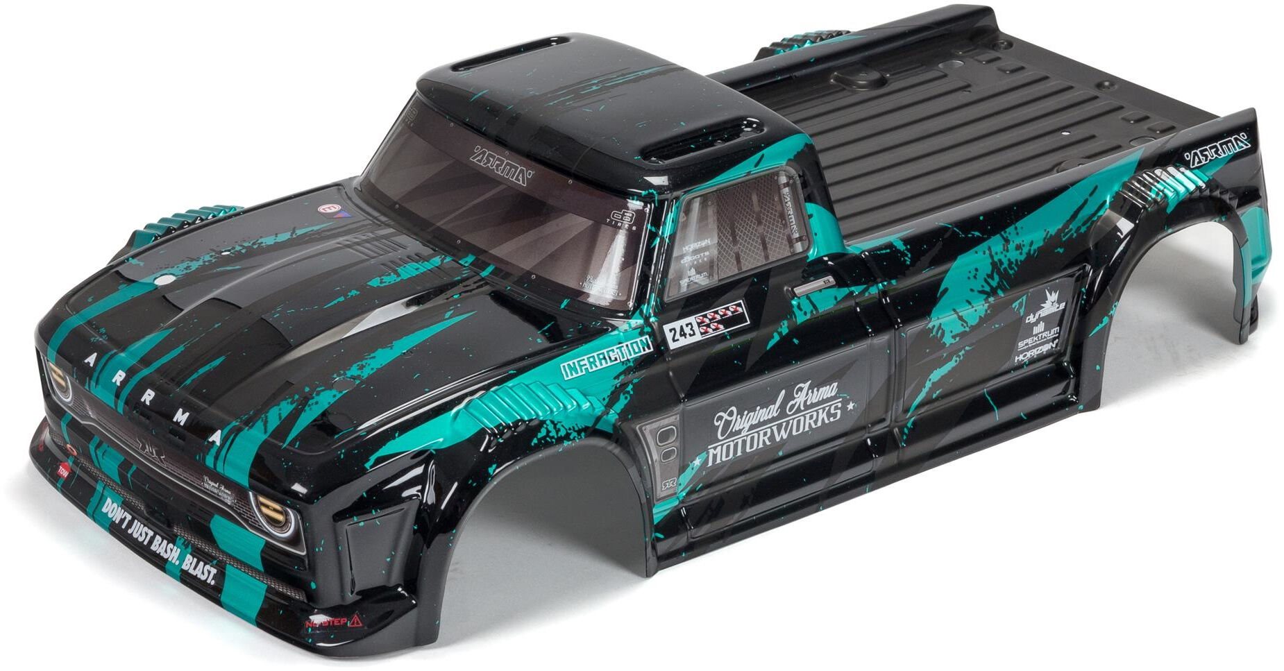 ARRMA 1/8 Finished Body, Black/Teal: INFRACTION