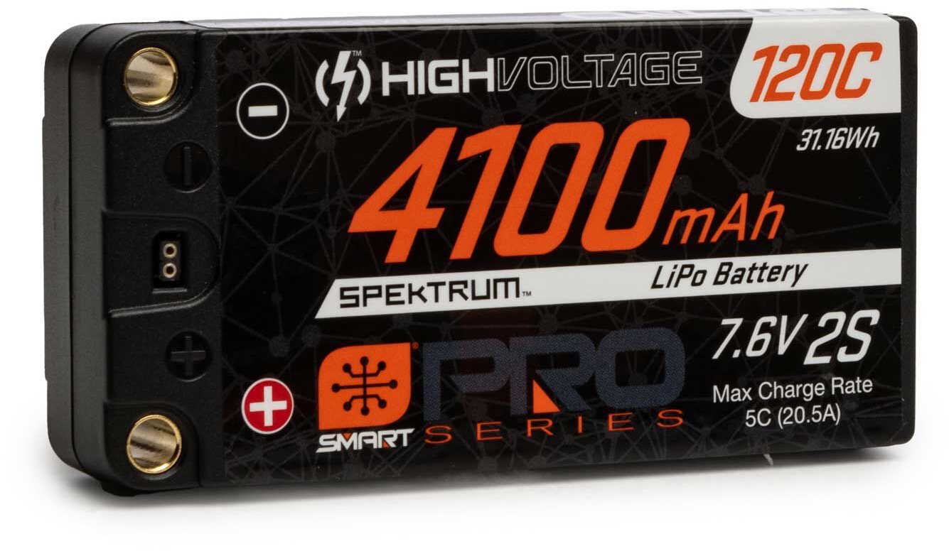 Spektrum 7.6V 4100mAh 2S 120C Smart Pro Race Shorty Hardcase LiHV Battery