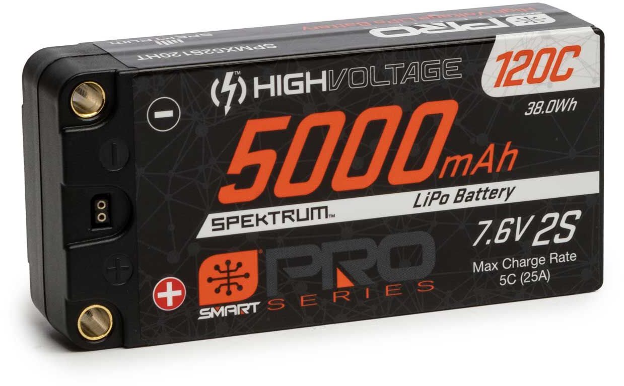 Spektrum 7.6V 5000mAh 2S 120C Smart Pro Race Shorty Hardcase LiHV Battery