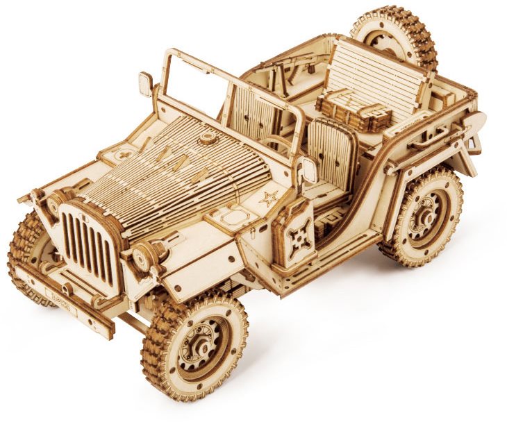 ROKR Scale Model Vehicles; Army 4X4 Field Car (ROKR ROEMC701 ROEMC701