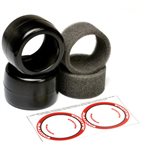 F1 1/10 Rear Belted Rubber Tires With Foam, 33X, Red-Soft