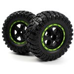 Smyter Desert Wheels/Tires Assembled (Black/Green)