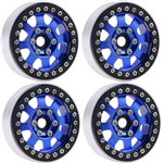 B1 Aluminum 1.9 Beadlock Wheels 9Mm Hubs, Blue, For 1/10 Rock Cr