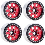 B2 Aluminum 1.9 Beadlock Wheels 9Mm Hubs, Red, For 1/10 Rock Cra