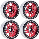 B4 Aluminum 1.9 Beadlock Wheels 9Mm Hubs, Red, For 1/10 Rock Cra