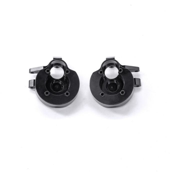 Power Hobby Brass Front Portal Steering Knuckles, Black, For Axial