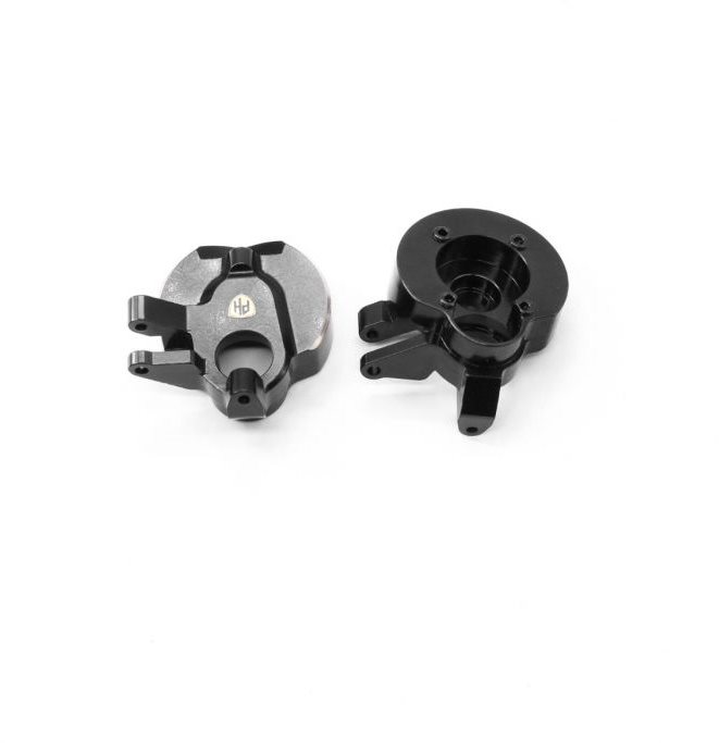 Power Hobby Brass Front Portal Steering Knuckles, Black, For Axial