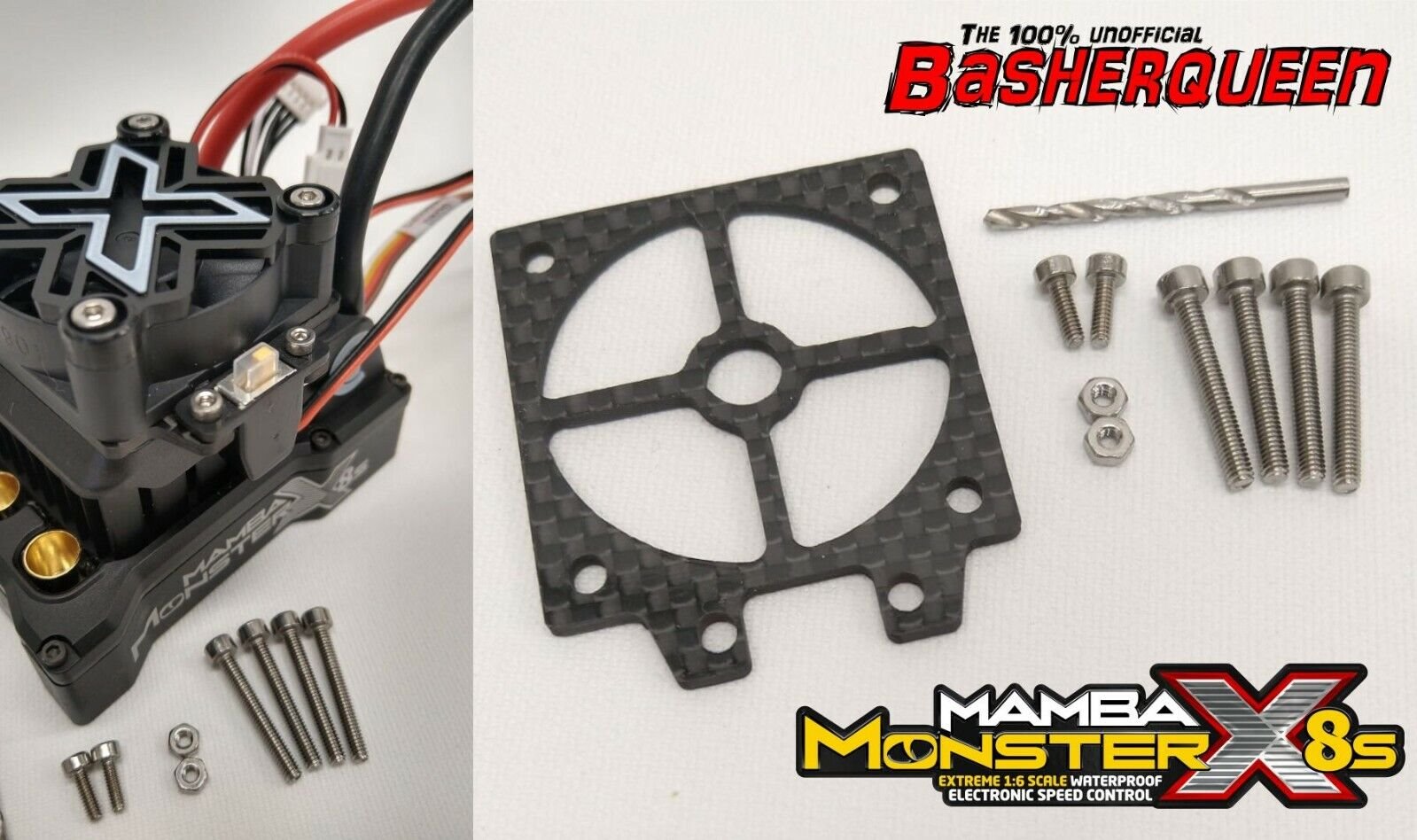BasherQueen Carbon Fiber Switch Mount Castle Cremations Mamba Monster X 8S