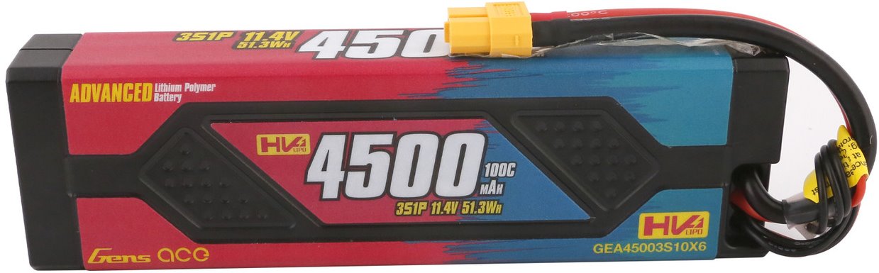 Gens ace Advanced 4500mAh 11.4V 100C 3S1P HardCase Lipo Battery Pack with XT60 Gens ace Advanced 4500mAh 11.4V 100C 3S1P HardCase Lipo Battery Pack with XT60
