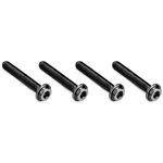 3X18mm Top Hat Titanium Screw, Stealth Black, 4Pc