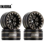 Injora 1.0 47g/pcs Black Brass Beadlock Wheel Rims Negative Offset 3.15
