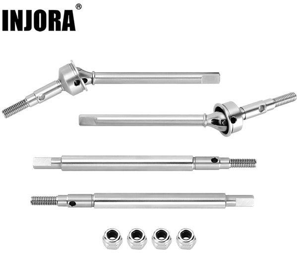 Injora +2mm Thread Extended Stainless Steel Front Rear Axle Shafts for
