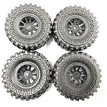 Muddin' Tires 53Mm Mounted On 1.0" Wagon Wheels, Black, Fits Tet