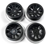 1.0" Wagon Wheels, Black, Fits Tetra 1/18 4X4 (4Pcs)