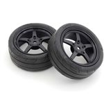Kyosho Fazer Pre-Mounted TC Tire w/5-Spoke Racing Wheel (Black)