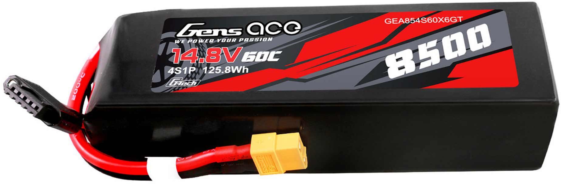 Gens Ace 14.8V 8500mAh 4S 60C G-Tech Smart Lipo Battery: XT60