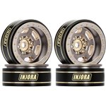 Injora 1.0 Plus 6-Spoke Brass Beadlock Wheels 43g/pcs offset -3.75mm fo