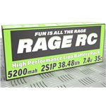 Rage RC 5200Mah 2S 7.4V 35C Hard Case Lipo Battery With Universal Connec