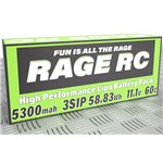 Rage RC 5300Mah 3S 11.1V 60C Hard Case Lipo Battery With Universal Conne