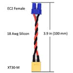 High Quality XT30 Male to EC2 Female Conversion Cable