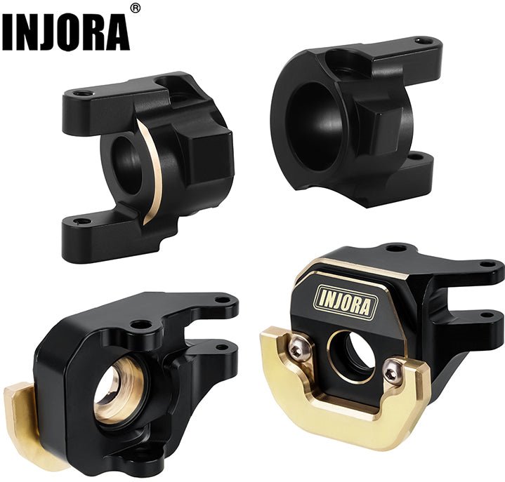 Injora Black Brass C Hub Carrier Steering Knuckle Set for 1/10 SCX10 PR