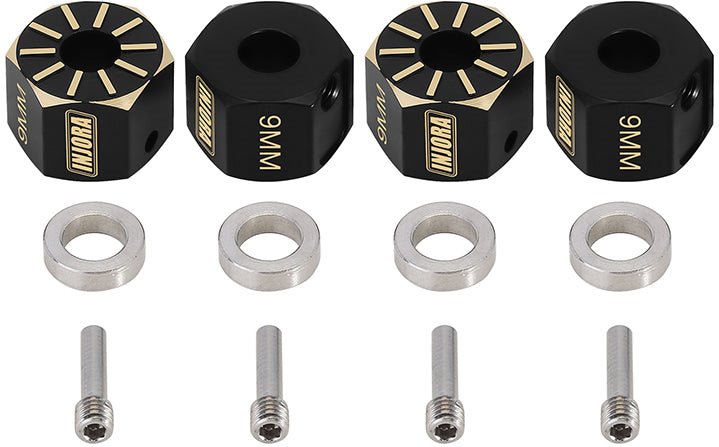 Injora Black Brass Wheel Hex Hub Extenders for Axial SCX10 PRO SCX10 II