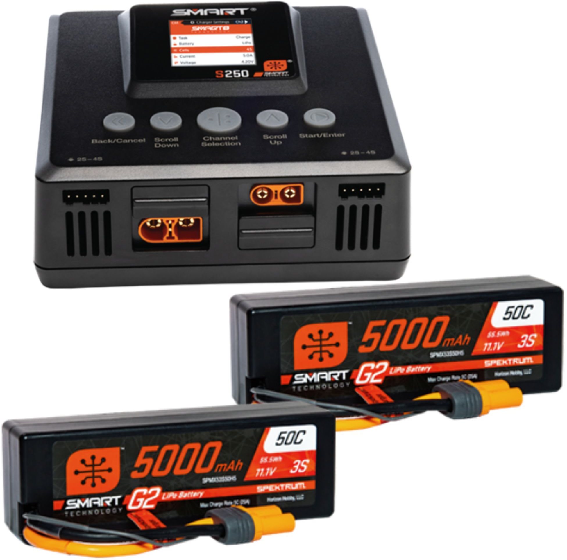 Spektrum Smart Powerstage 6S Surface Bundle: (2) G2 5000mAh 3S LiPo IC5 &