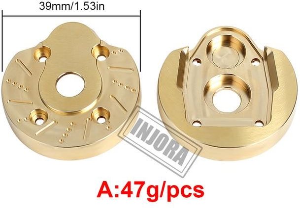 Injora 2PCS Brass Portal Steering Knuckle Cap Housing for SCX10 III Cap