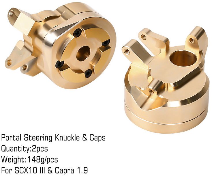 Injora Heavy Duty Brass Portal Steering Knuckle for Axial SCX10 III Cap