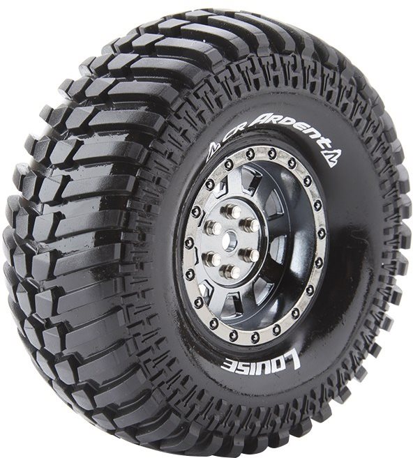Louise RC Cr-Ardent 1/10 1.9\" Crawler Tires, 12Mm Hex, Super Soft, Mounted On Black Chrome Rim, Front/Rear (2)