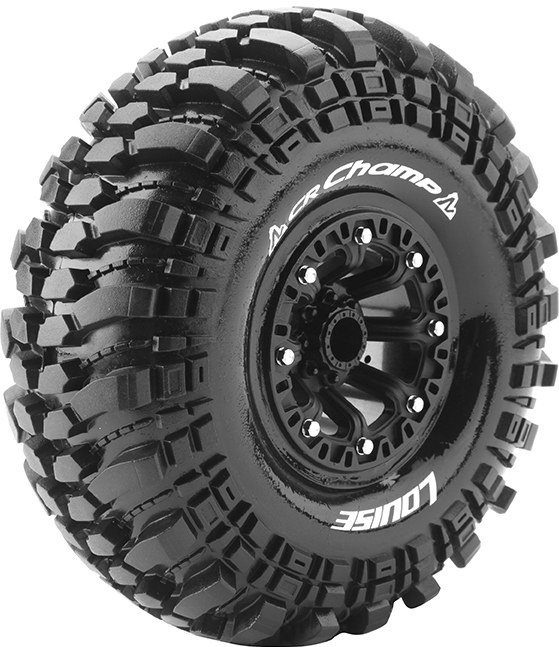 Louise RC Cr-Champ 1/10 2.2\" Crawler Tires, 12Mm Hex, Super Soft, Mounted On Black Rim, Front/Rear (2)