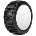Block In 1/8 Buggy Mounted Tires White Wheels (2) Medium Soft
