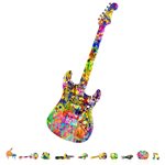 ZenChalet Splatter Guitar Wooden Puzzle, 200 Pcs