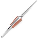 Straight, Wood Handle Soldering Tweezers, Carded