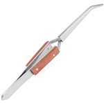 Curved, Wood Handle Soldering Tweezer, Carded