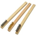 3Pc Mini Wire Brush Set, Wood Handles, Carded