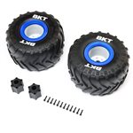 BKT 2.6" Monster Truck Tire, Med, Premount, Blue (2): LMT 2.0