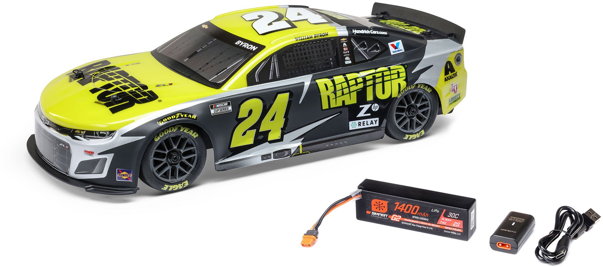 Losi 1/12 NASCAR RC Racecar William Byron No. 24 Raptor 2025 Chevrole