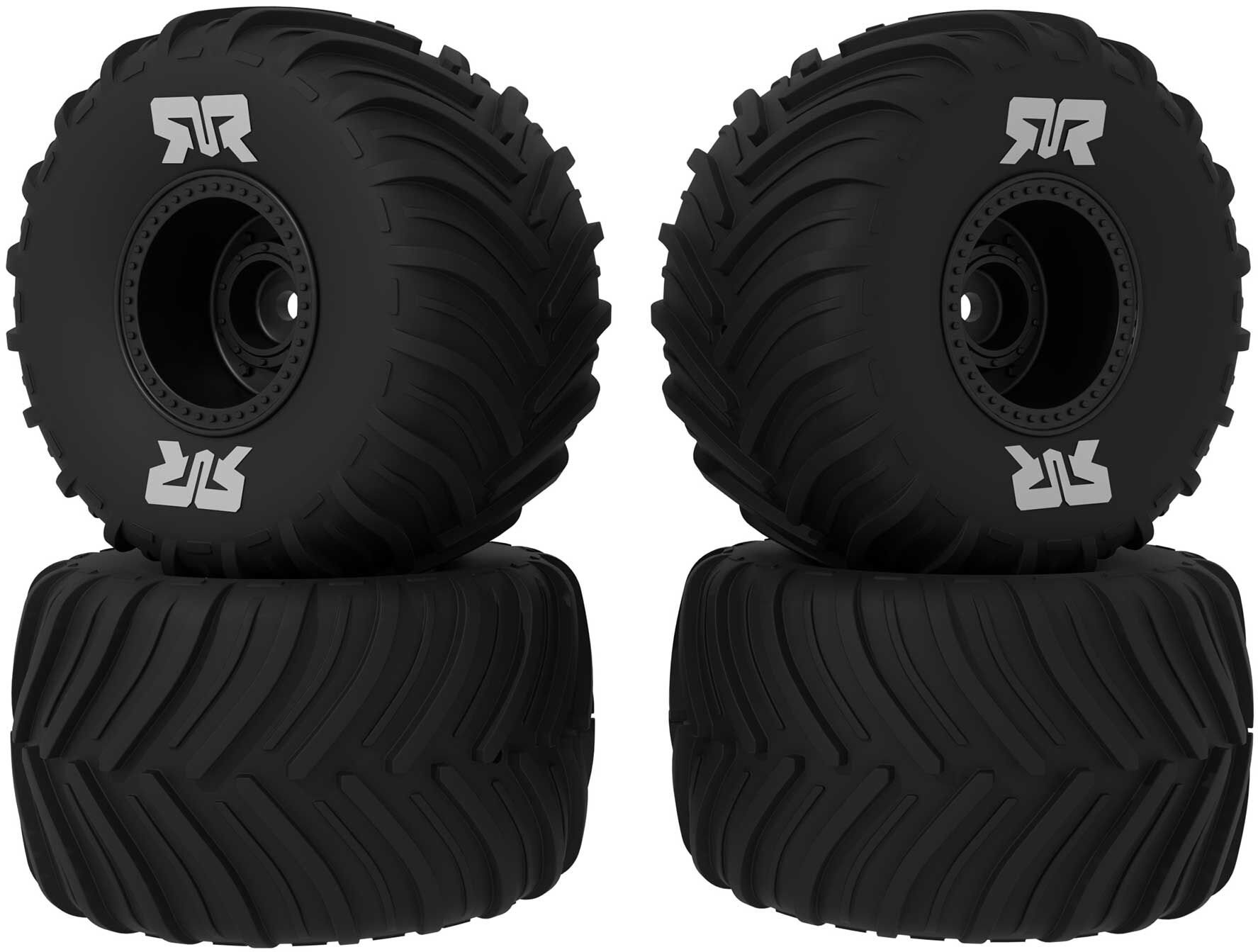 ARRMA dBoots Chevron Mounted Tire Set Glued, Black (2 Pairs): GROM