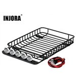 Injora 232*145mm Metal Roof Rack with 5 LED Lights for 1/10 RC Crawler