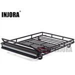 Injora 245*150mm Luggage Carrier Roof Rack with LED Light Bar for 1/10