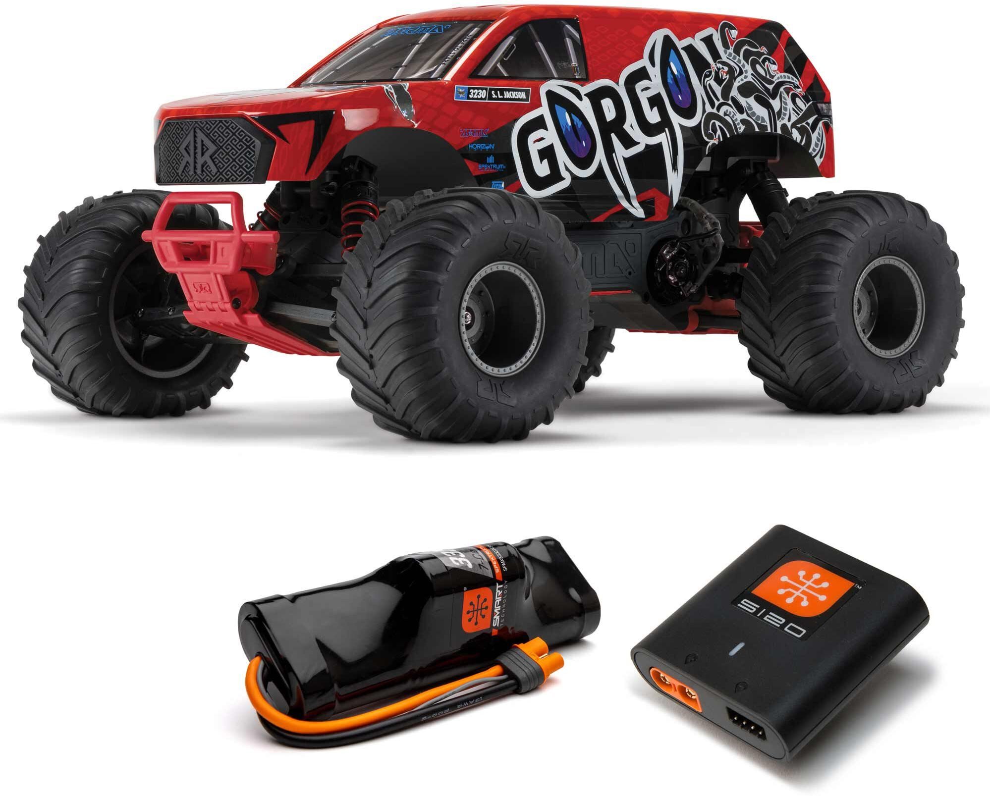 ARRMA GORGON 2wd MT 1/10 RTR Smart 3300 7C S120 USB Red - 2024