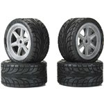 Proline 1/12 Avenger Tire Mounted on Overdrive Gray Wheel 8mm Hex (4): L