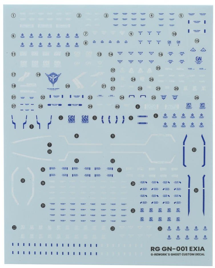 GunPrimer G-Rework RG 1/144 Gundam Exia Waterslide Decal Sheet