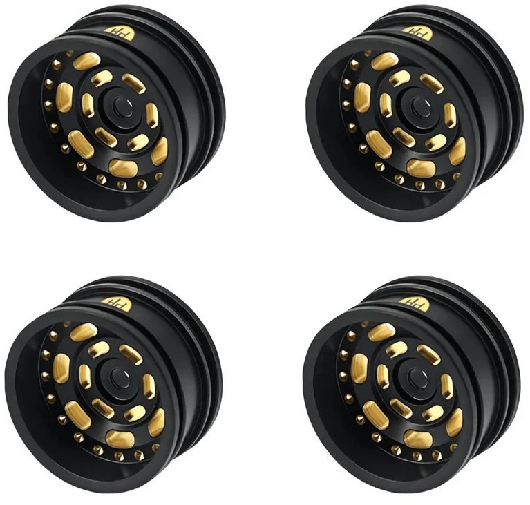 Power Hobby Brass 0.7\" Wheels 3.6mm Offset / Tires (4), for Axial SCX30